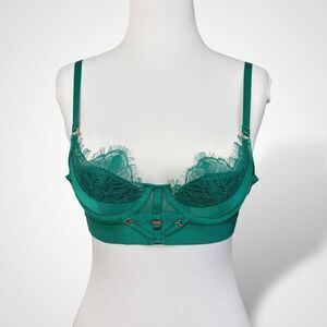 Honey Birdette Belinda Green Lace Push Up Bra Size 32A